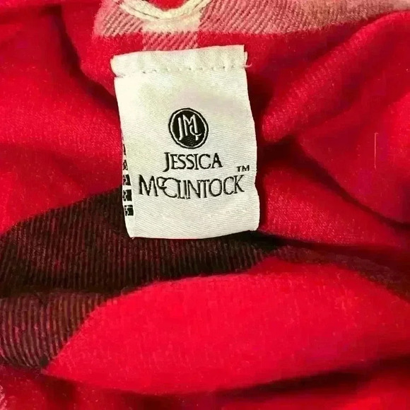 Jessica McClintock Red Plaid Fringe Wrap Shawl Open Front Cardigan One Size - Picture 6 of 8